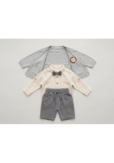 Cocosiss %100 Pamuk Bayramlık Erkek Bebek 3 Lü Kombin Takım Papyonlu Gömlek, Hırka Ve Pantalon Turkuaz Cocosiss %100 Pamuk Bayramlık Erkek Bebek 3 Lü Kombin Takım Papyonlu Gömlek, Hırka Ve Pantalon Turkuaz
