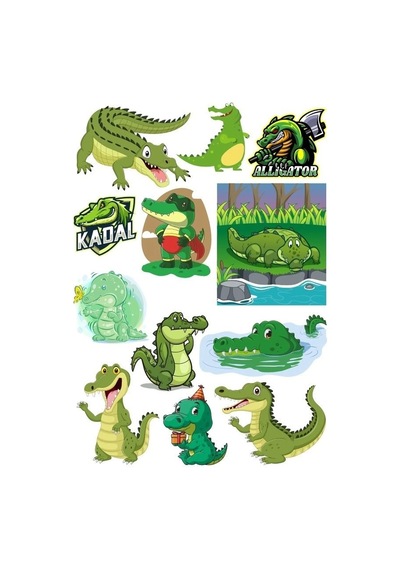 Timsah Sticker Set-4 9 Parça Telefon, Tablet, Defter, Laptop Sticker