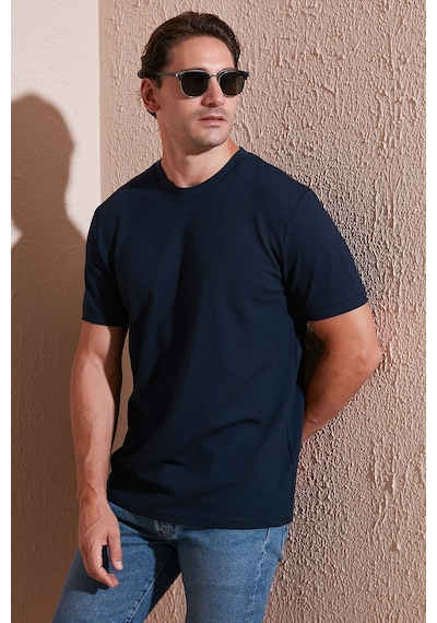 Buratti Streç Pamuklu Slim Fit Sıfır Yaka Erkek T Shirt 5902639 Indigo
