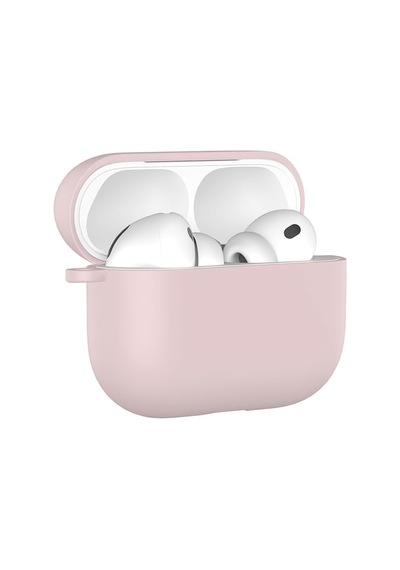 Airpods Pro 3 Uyumlu Silikon Kılıf Darbe Ve Çizilme Koruyucu, Soft Touch Silikon, Kablosuz Şarj Destekli, Taşıma İpi Slotlu Kum Pembe