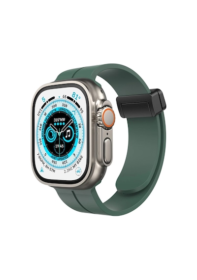 Muratech Newface Apple Uyumlu Watch 42mm Kr412 Elegance Stylısh Kordon - Koyu Yeşil