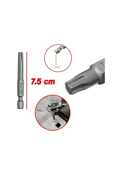 Senbang Manyetik Torx T30 Bits Uç Seti 10 Adet 75 Mm
