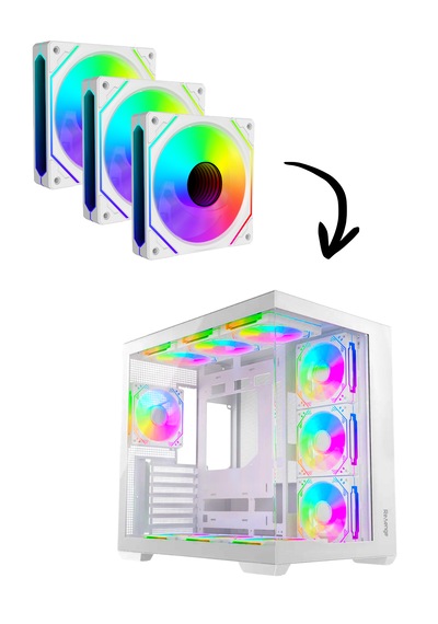 Supernova İle Uyumlu 3 Adet 6pın Argb Fan Hexagon Aynalı 6 Pin Kontrolcüye Bağlanan Fan Seti Beyaz