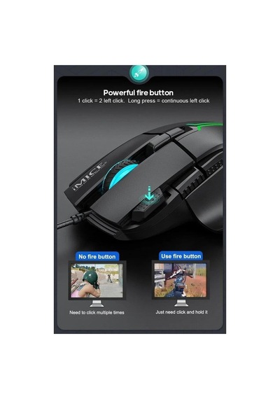 İmce T50 Gaming Mouse, 12800 Dpı, Çift Tıklama Ateş Tuşu, 8 Makrolanabilir Tuşlu, 13 Modlu Rgb