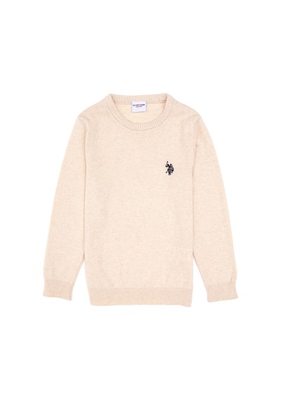 U.S. Polo Assn. Kız Çocuk Krem Melanj Bisiklet Yaka Basic Kazak 50316808-VR159