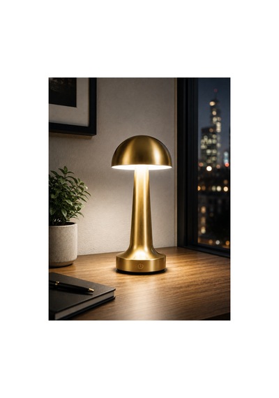Gold Şarjlı Masa Lambası 3 Renk Işık Dokunmatik Dimmerli Kablosuz Led Masa Gece Lambası 1500 Mah Altın - 920496784 Altın