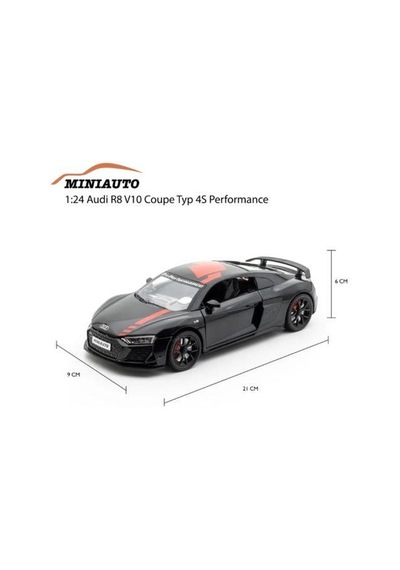 Mınıauto Audi R8 Siyah 1:24 Metal Çek Bırak Kapıları Açılan Sesli Işıklı Araba Siyah