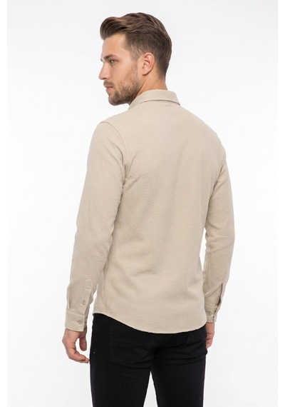 Foterman Erkek Spor Slim Fitt Uzun Kol Gömlek Bgl-st05440 Taş