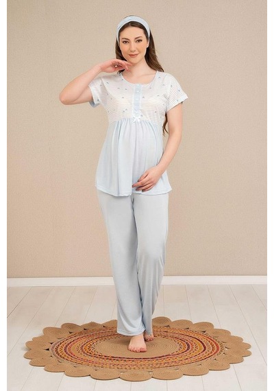 Baha 4519 Yarım Kol Lohusa Pijama Takım 001