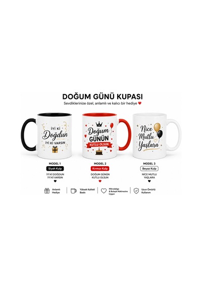 Doğum Gününe Özel Kupa Bardak Kırmızı
