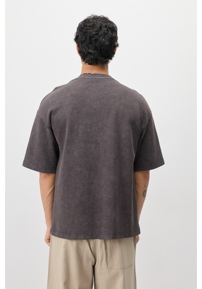 Vamos Oversize Baskılı Tişört V70-188 Kahve
