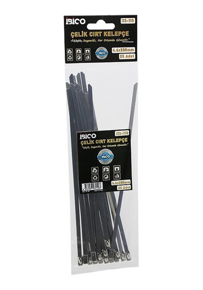 İbico İ13-110 Metal Cırt Kelepçe Kablo Bağı - Paslanmaz Çelik, 4.6x200 Mm, 25 Adet- 24'li Paket Diğer
