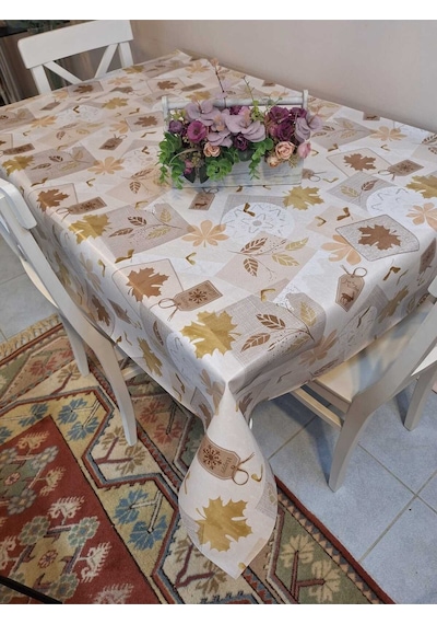 Elyaflı Pvc Masa Örtüsü Modern, Dayanıklı, Silinebilir Ve Şık Görünüm Dkrm121 Kahverengi