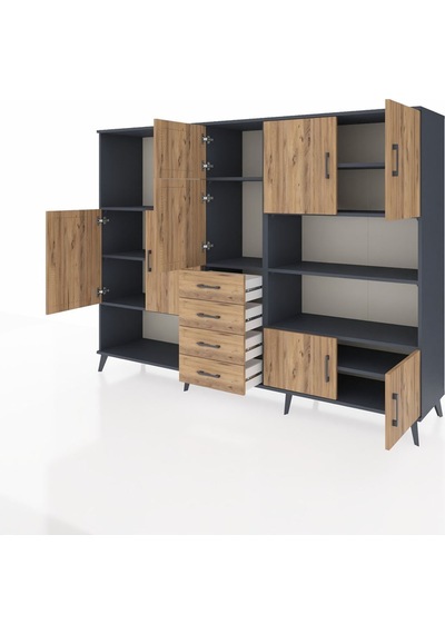 Hyperion Dolap 9 Raflı 4 Çekmeceli 8 Kapaklı 220x44x163 Antrasit-çam Atlas Çam - Antrasit Hyperion Dolap 9 Raflı 4 Çekmeceli 8 Kapaklı 220x44x163 Antrasit-çam Atlas Çam - Antrasit