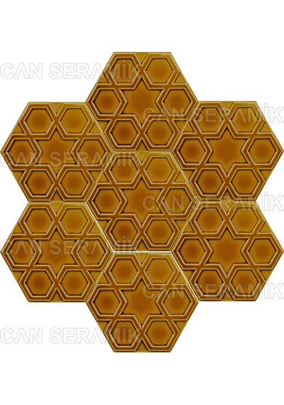 Can Seramik - 15x17 Cm. Rölyefli Selçuklu Yıldızı Seramik Karo N11.448