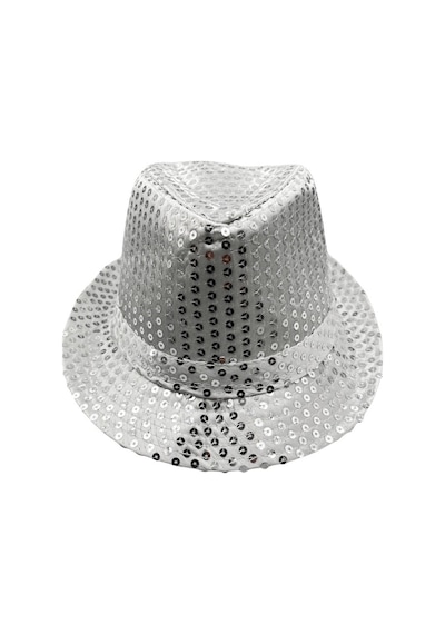 Işıklı Pullu Lüks Gümüş Silver Fötr Parti Şapkası 58 Cm Baş Çevresi Yılbaşı Doğum Günü