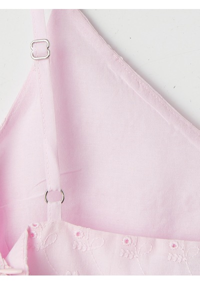 Lcw Vision Pembe İp Askılı Brode Peplum Bluz