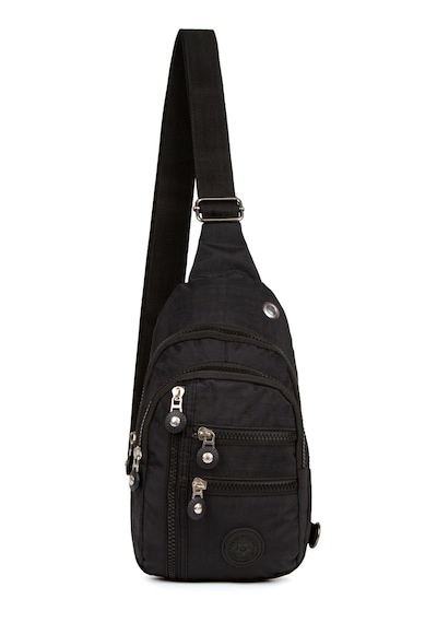 Newish Polo Kadın Krinkıl Kumaş Çapraz Tek Kol Göğüs Ve Omuz Sırt Çantası-crossbody Bag Siyah