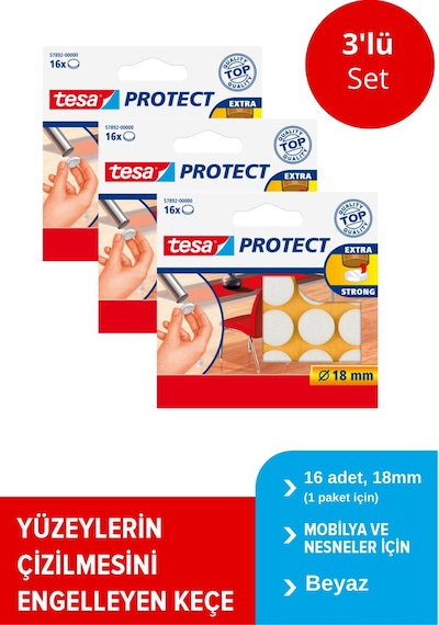 Zemin Koruyucu Daire Keçe 18mm 16adt Beyaz X 3 Paket Toplam 48 Keçe Beyaz
