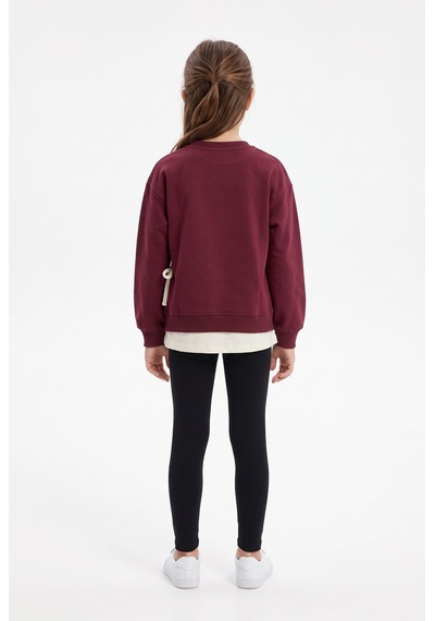 Toontoy Kids Toontoy Kız Çocuk Önü Baskılı Garni Detaylı Sweatshirt Vişne