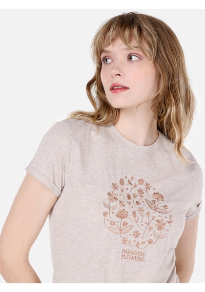 Colin's Colins Gri Kadın Tshirt K.kol Bej