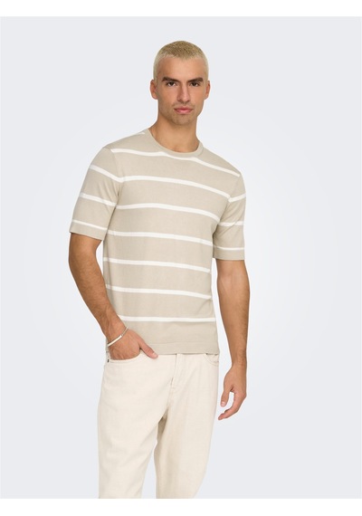 Only & Sons Onswyler Lıfe Reg 14 Ss Strıped Knıt Erkek Gri Kazak - Os22032764 Gri