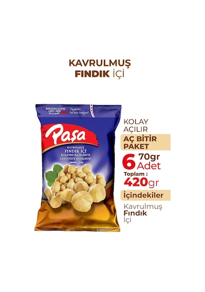 Paşa Kuruyemiş Paşa Fındık İçi 6 x 70 G