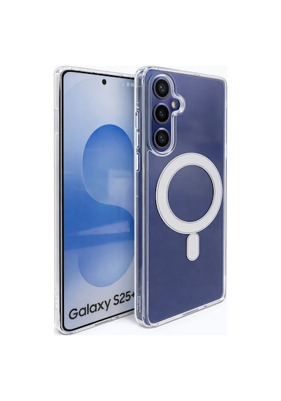 Samsung Galaxy S25 Plus Uyumlu Kamera Korumalı Magsafe Wireless Şarj Özellikli Lüks Şeffaf Silikon Telefon Kılıfı