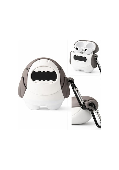 Huawei İle Uyumlu Freebuds 5 Sert Kulaklık Kılıfı Yumuşak Soft Dokunuş Karakter Görünümlü Cartoon Kılıf Köpekbalığı