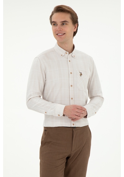 U.s. Polo Assn. Erkek Kum Gömlek Desenli 50291392-vr085 Kum