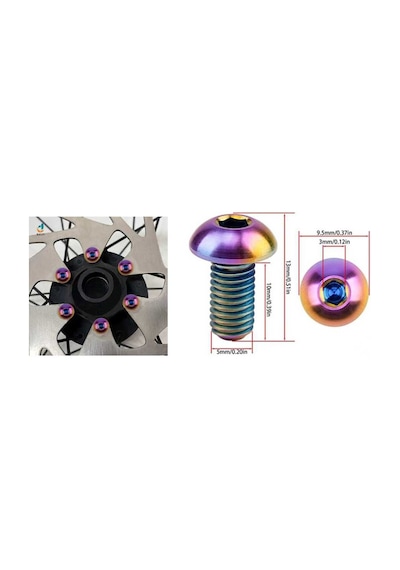 Vona M5x10 Rainbow 6 Lı Paket Disk Rotor Vidası