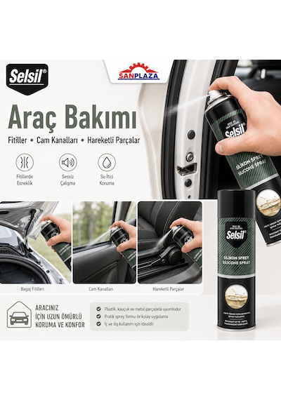 Selsil Silikon Sprey 500 Ml Şeffaf Yağlayıcı Su İtici Ve Ses Önleyici Bakım Spreyi 5 Adet