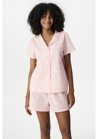 Penti Pembe Floral Morning Pamuklu Gömlek Şortlu Pijama Takımı