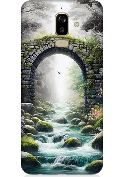 Samsung Galaxy J8 Uyumlu Sisli Taş Köprü Geçidi Desenli Silikon Kılıf Çok Renkli