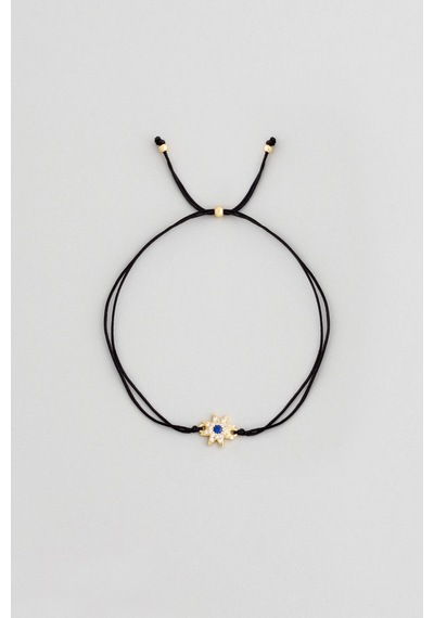 So Chic Minimal Çiçek 18 Ayar Sarı Altın Kaplama Ayarlanabilir Gümüş Arkadaşlık Bilekliği