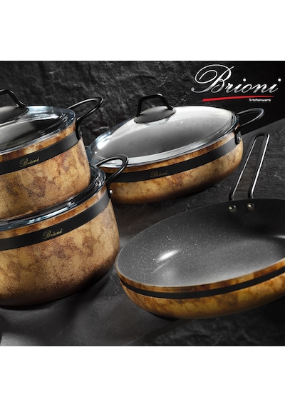 Brioni Royal Stone 7 Parça Kaplan Gözü&Siyah Taş Granit Tencere S