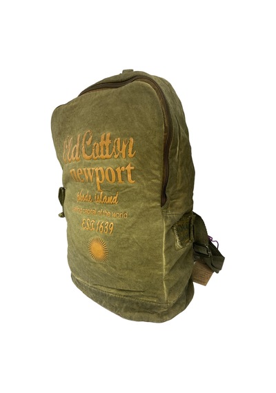 Old Cotton Cargo Kaliteli Vintage Disayn Laptop Bölmeli Sırt Gezi Çantası Leone Bag Oil 5100 Haki