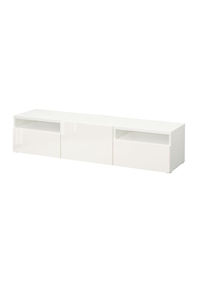 Tv Sehpası, Parlak Cila-beyaz, 180x42x39 Cm, Selsvıken, Çıt Çıt Raylı Beyaz Tv Sehpası, Parlak Cila-beyaz, 180x42x39 Cm, Selsvıken, Çıt Çıt Raylı Beyaz