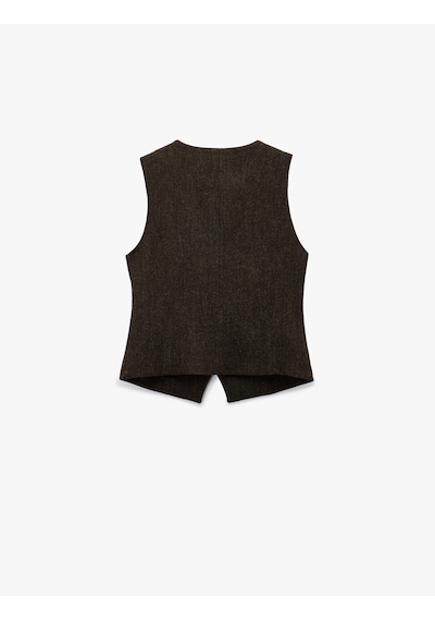 Koton Koton X Şahika Ercümen - Slim Fit Asimetrik Düğmeli Yelek Kahverengi Desenli 6wak20418ew Kahverengi Desenli Koton Koton X Şahika Ercümen - Slim Fit Asimetrik Düğmeli Yelek Kahverengi Desenli 6wak20418ew Kahverengi Desenli