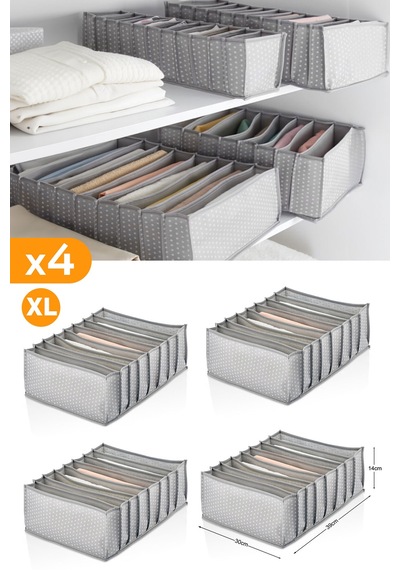 Serstil 4 Adet - 8 Gözlü Gri Benekli Çekmece İçi Düzenleyici Organizer Xlarge Diğer