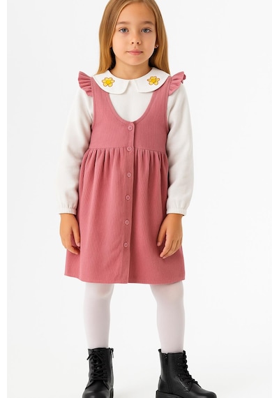 Rapapa Kız Çocuk Pembe Askılı Fitilli Elbise Takım Çiçek İşlemeli Yaka Detaylı Bluz-1554-p Rapapa Kız Çocuk Pembe Askılı Fitilli Elbise Takım Çiçek İşlemeli Yaka Detaylı Bluz-1554-p