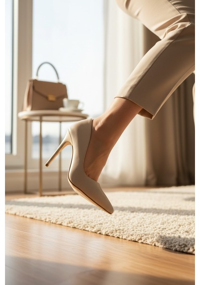 Enoch Kadın Sivri Burun İnce Yüksek Topuklu Klasik Stiletto Ten