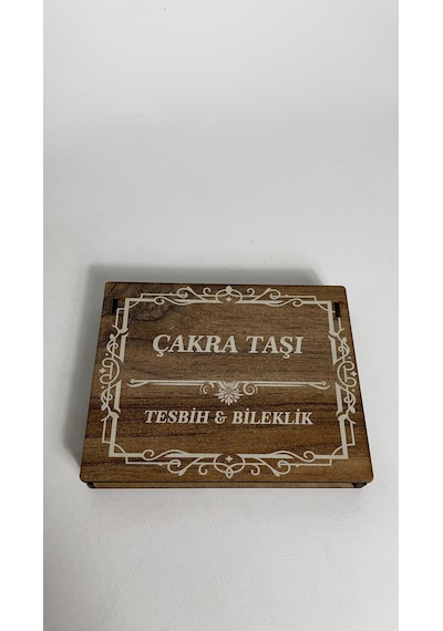 Özel Ahşap Kutulu Çakra Taşı Tesbih Bileklik Set Doğal Taş