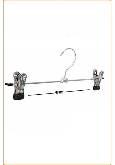 Mandallı Metal Pantolon & Etek Askısı Gümüş 20 Adet Krom
