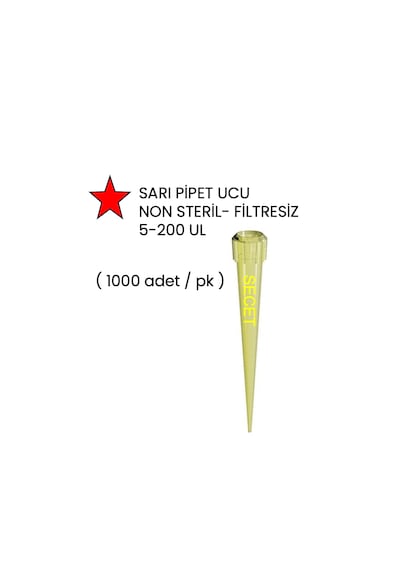 Pipet Ucu, Sarı Pipet Ucu Non Steril- Filtresiz 5-200 Ul 1000 A