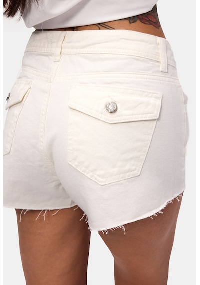 Itsbasic Kadın Kırık Beyaz 7s6-101 Mini Mom Arkadan Cepli %100 Koton Denim Şort