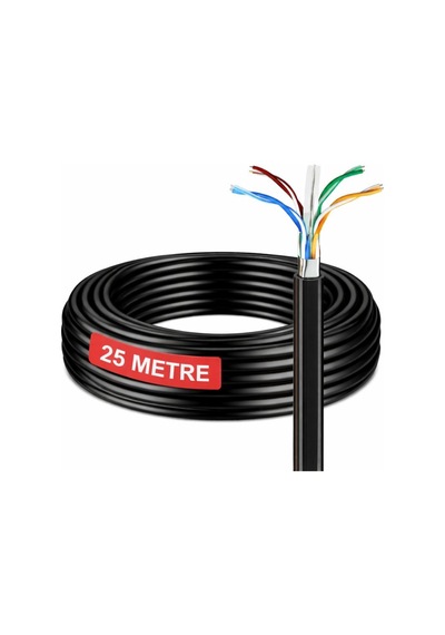 25 Metre Cat6 Kablo Awg23 Bakır Tel Double Layer İç Ve Dış Mekan Ethernet İnternet Kablosu