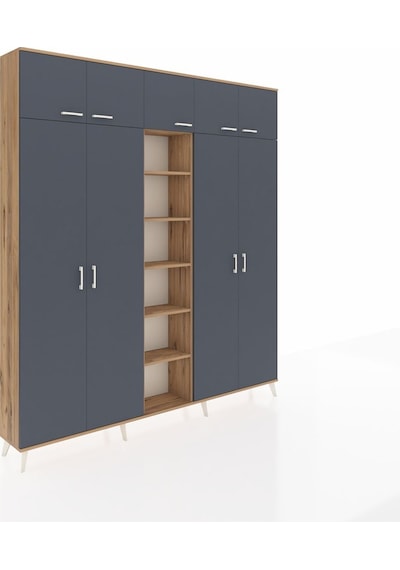 Arges Dolap 18 Raflı 9 Kapaklı 220x30x243 Çam-antrasit/çam Antrasıt/atlas Çam Arges Dolap 18 Raflı 9 Kapaklı 220x30x243 Çam-antrasit/çam Antrasıt/atlas Çam