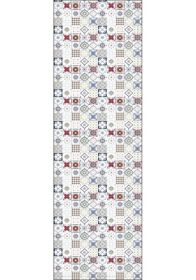 Kırmızı Çini Desen Premium Masa Örtüsü Runner Rnr093n11