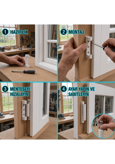 Pimapen Kapı Menteşesi Beyaz 90 Mm Pvc Kapı Menteşesi, Ayarlanabilir Metal Pim 2 Adet